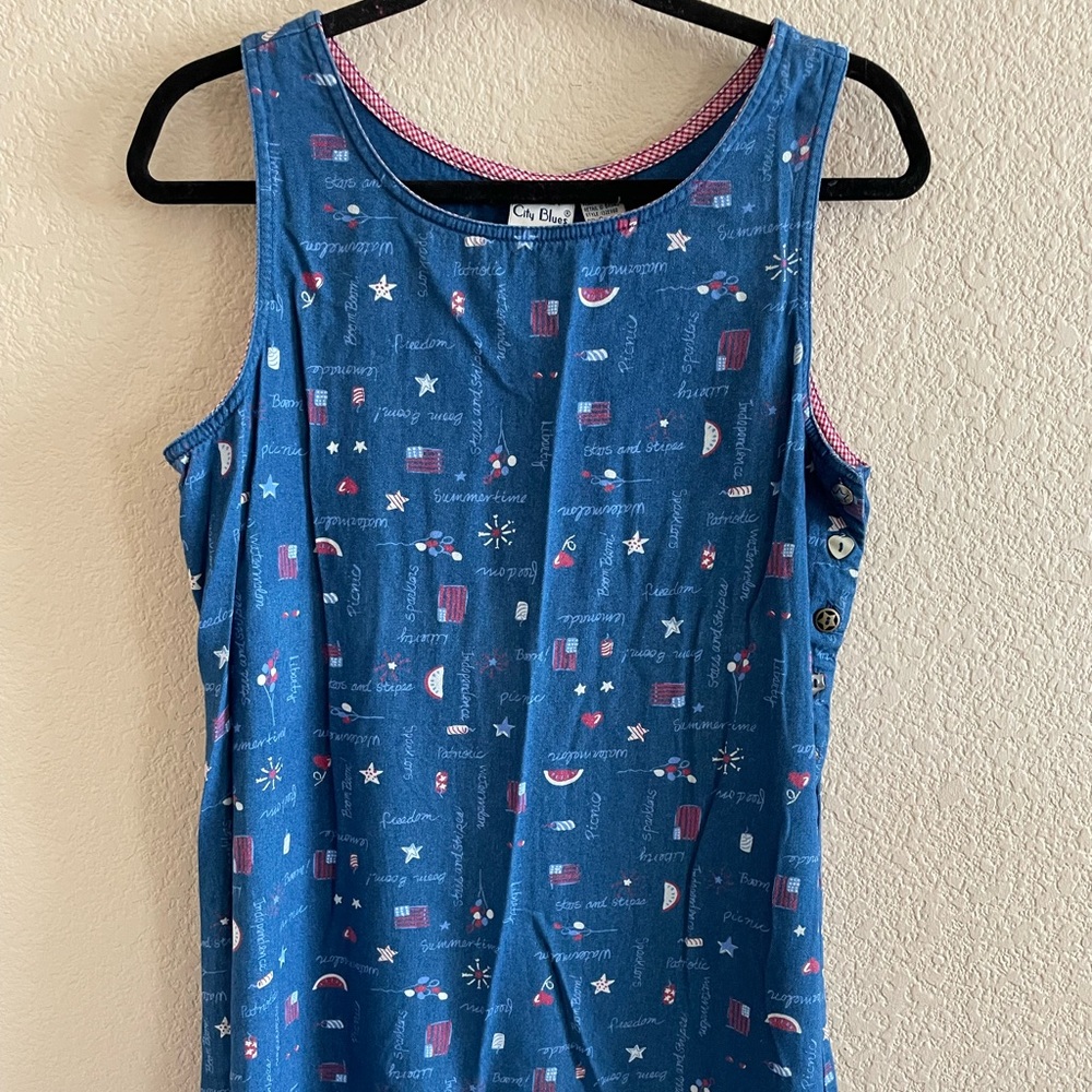 KORET CITY Size S BLUES USA FESTIVE DRESS COLOR BLUE SLEEVELESS COTTON RAYON. - Picture 2 of 7